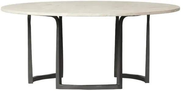 Beckett French Country Cream Marble Black Iron Coffee Table - 40"