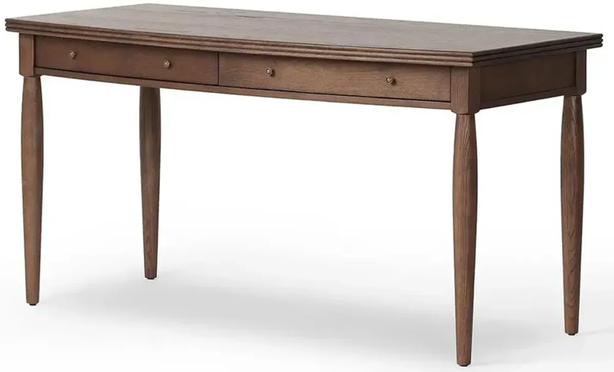 Ruth French Country Brown Oak Demilune Desk