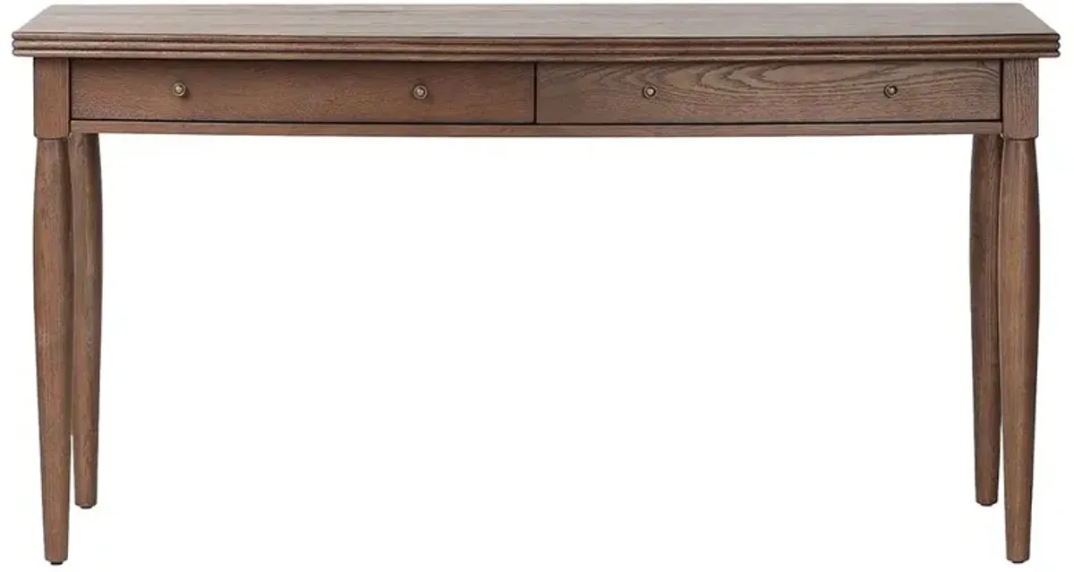 Ruth French Country Brown Oak Demilune Desk