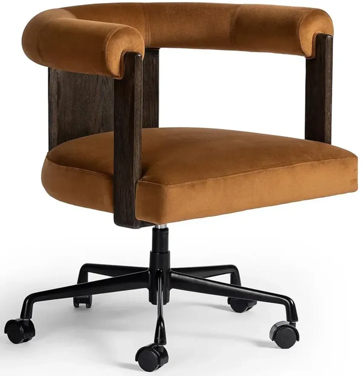 Wyatt Rustic Lodge Brown Oak Swivel Office Chair