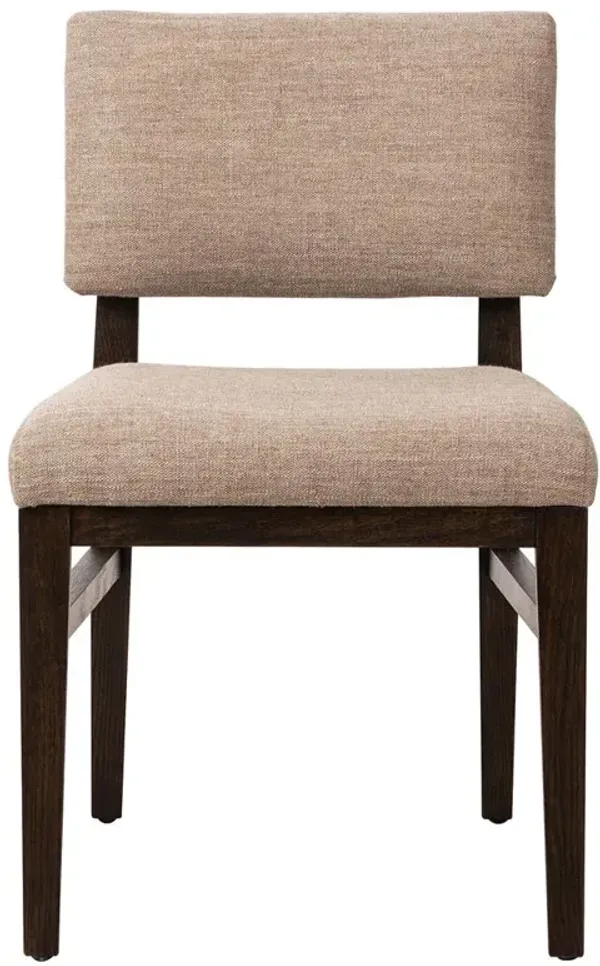 Christian Modern Classic Beige Performance Dark Brown Oak Dining Chair