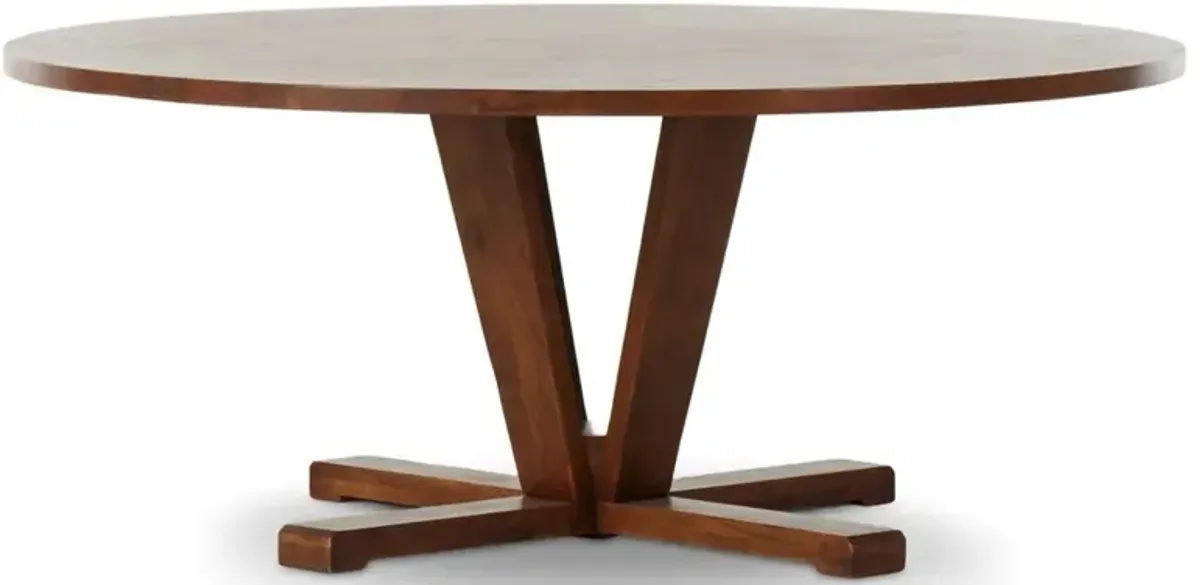 Camille Modern Classic Brown Reclaimed Mango Wood Round Dining Table - 72"