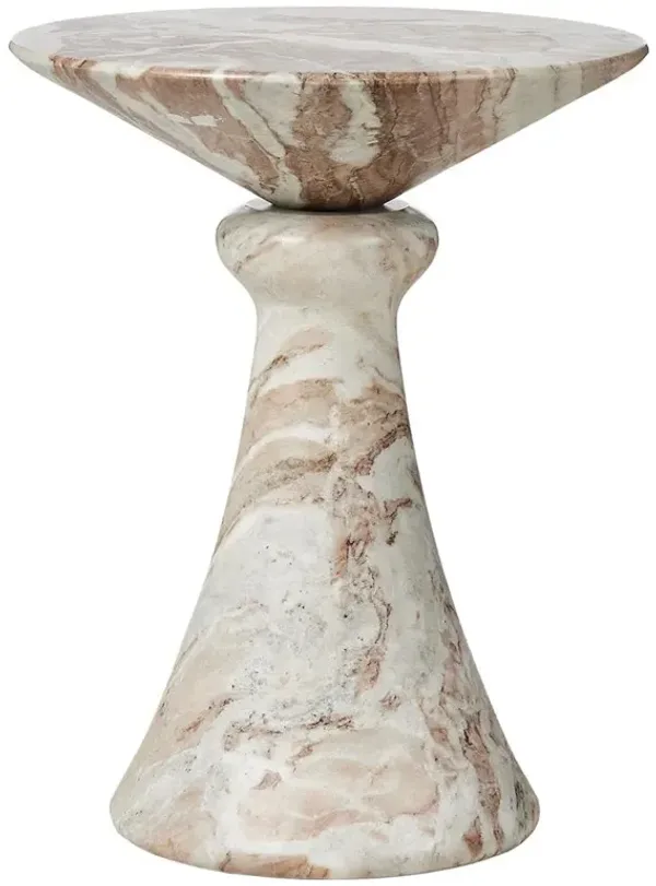 Alastair Modern Classic Beige Marble Round End Table
