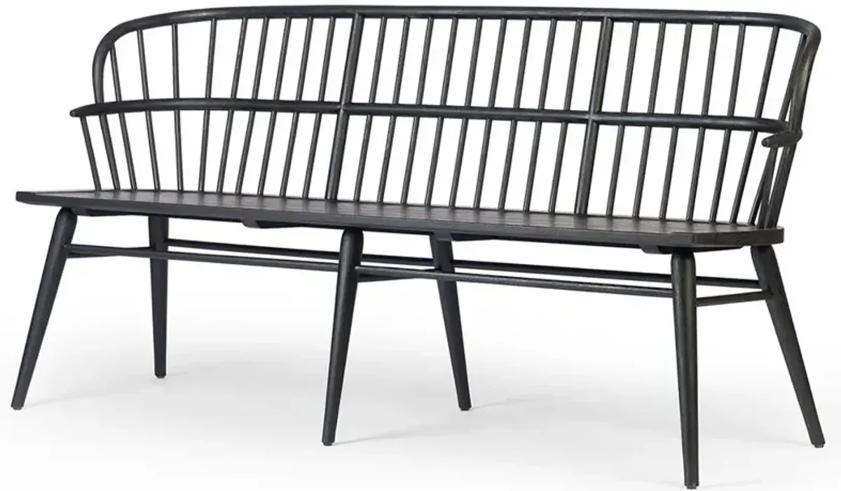 Elora Updated Traditional Black Wood Windsor Bench