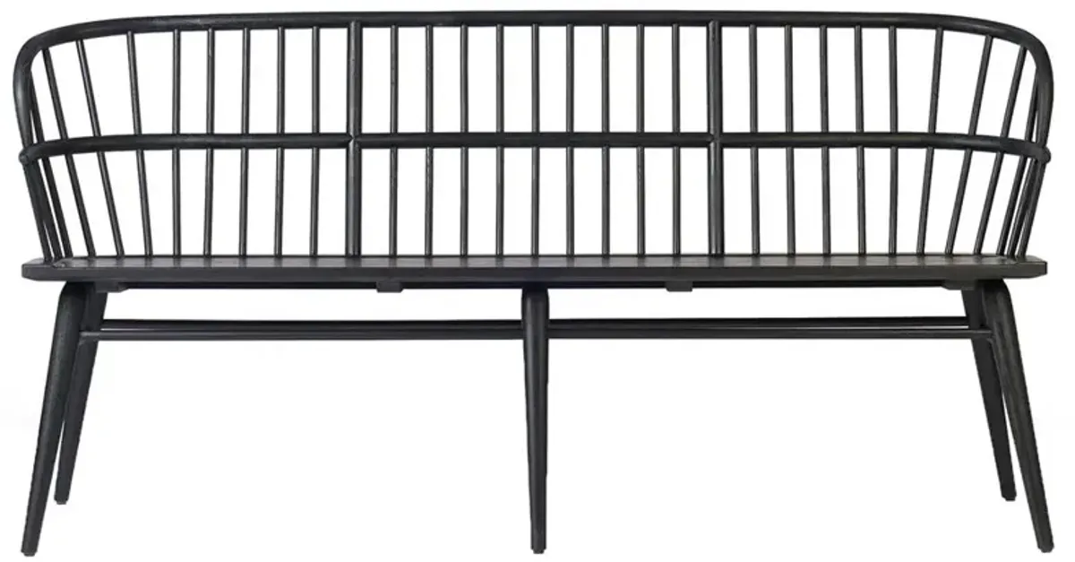 Elora Updated Traditional Black Wood Windsor Bench