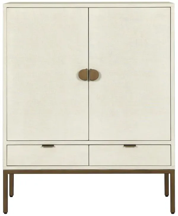 Maya Modern Classic Cream Linen Wrapped Bar Cabinet