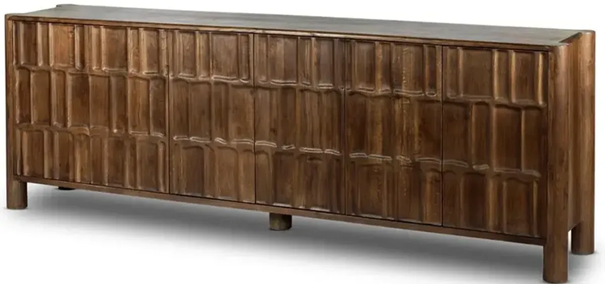 Erin Rustic Lodge Brown Oak Media Console - 98"