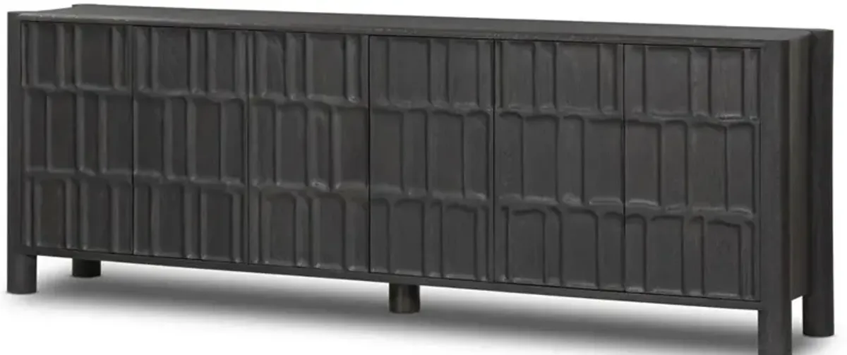 Erin Rustic Lodge Black Oak Media Console - 98"