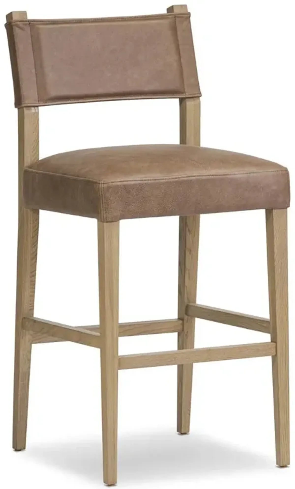 Ely Rustic Lodge Leather Brown Oak Bar Stool