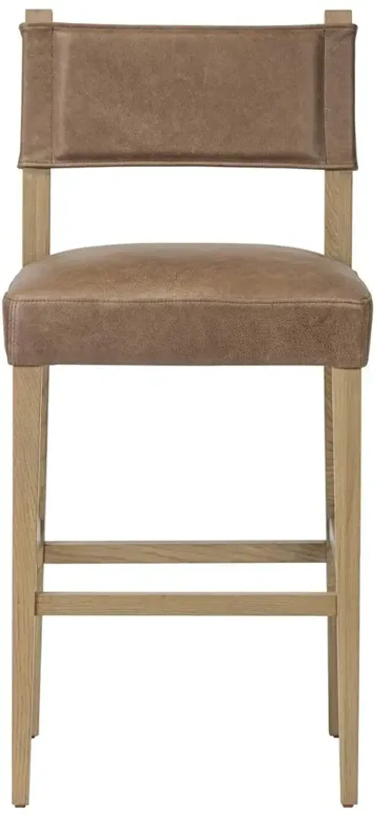 Ely Rustic Lodge Leather Brown Oak Bar Stool