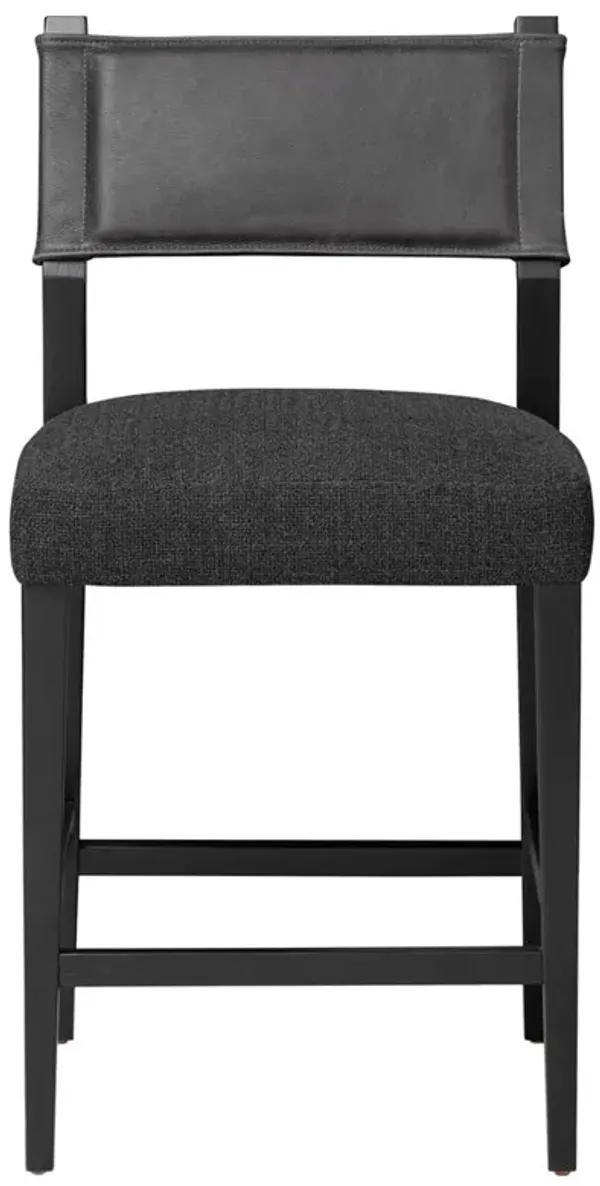 Ely Rustic Lodge Black Performance Wood Counter Stool