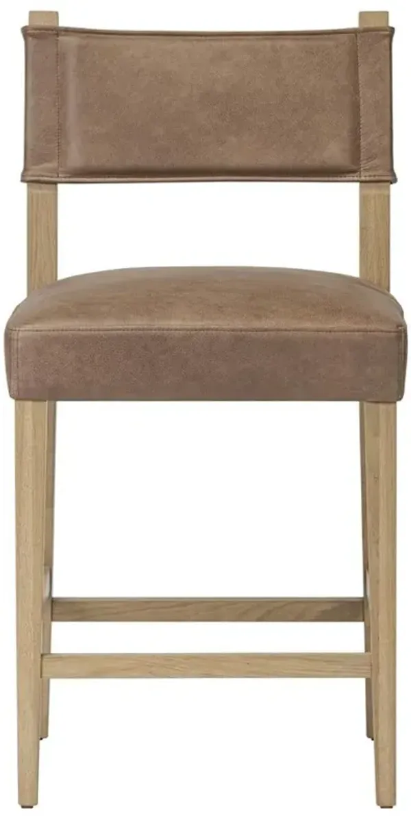 Ely Rustic Lodge Leather Brown Oak Counter Stool