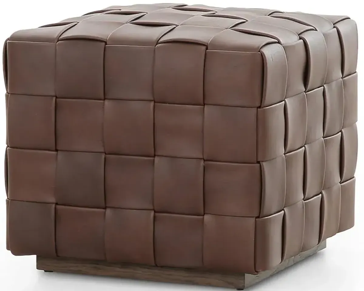 Maisie Rustic Lodge Brown Leather Ottoman