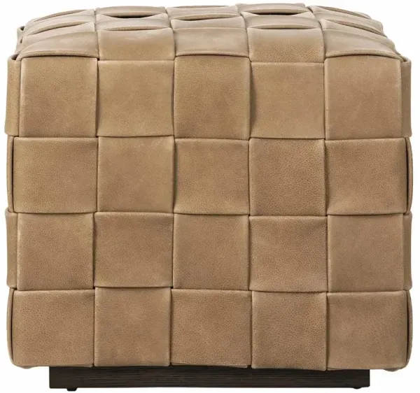 Maisie Rustic Lodge Tan Leather Ottoman