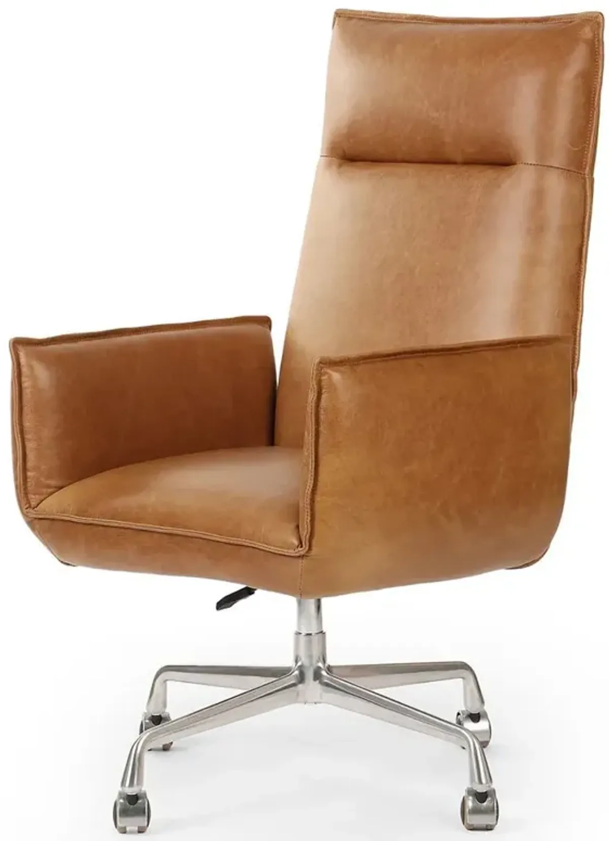 Leon Modern Classic Brown Leather Stainless Steel Executive Office Chair