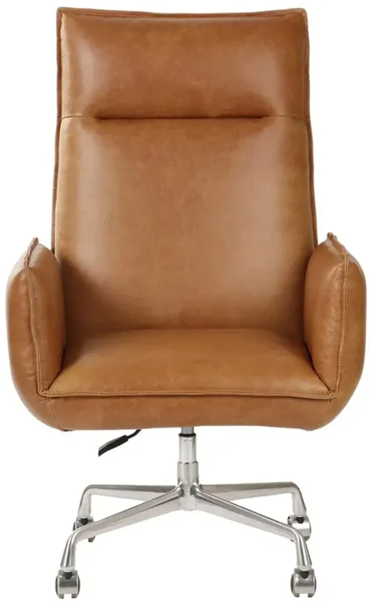 Leon Modern Classic Brown Leather Stainless Steel Executive Office Chair