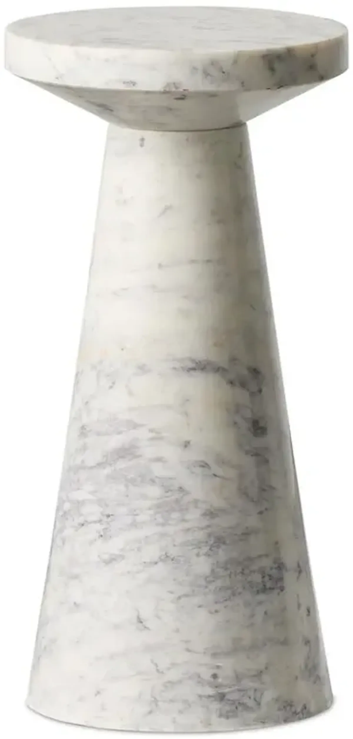 Simone Modern Classic White Marble Round End Table - Short