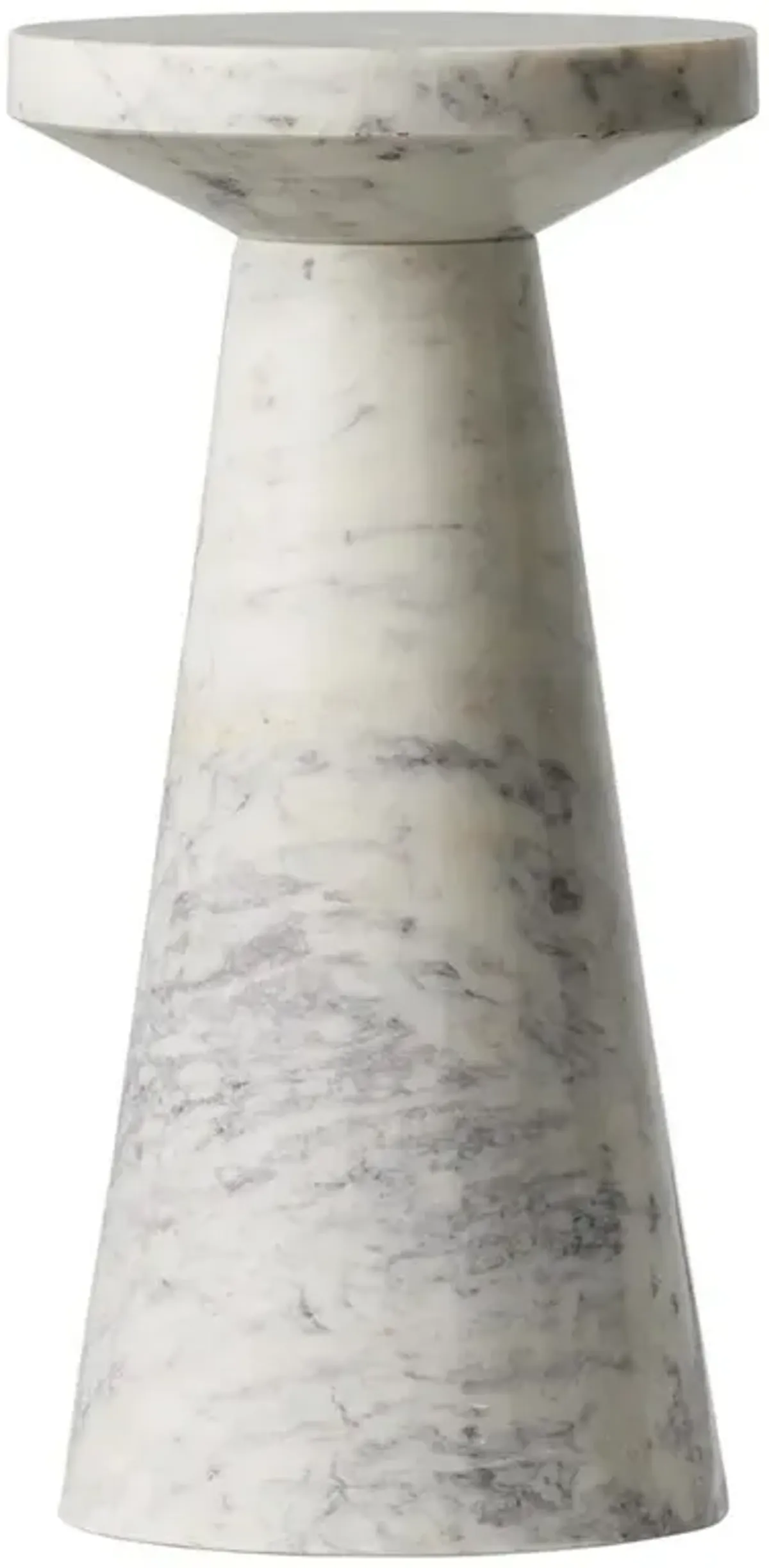 Simone Modern Classic White Marble Round End Table - Short