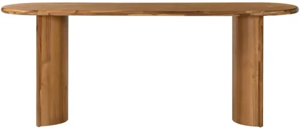 Paris Rustic Lodge Light Brown Acacia Wood Oval Console Table - 78"