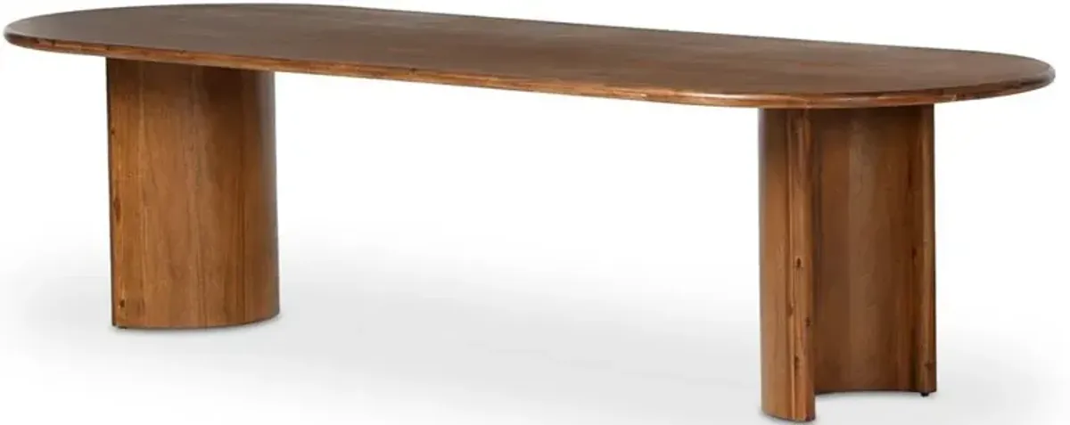 Paris Rustic Lodge Brown Acacia Wood Oval Dining Table - 118"