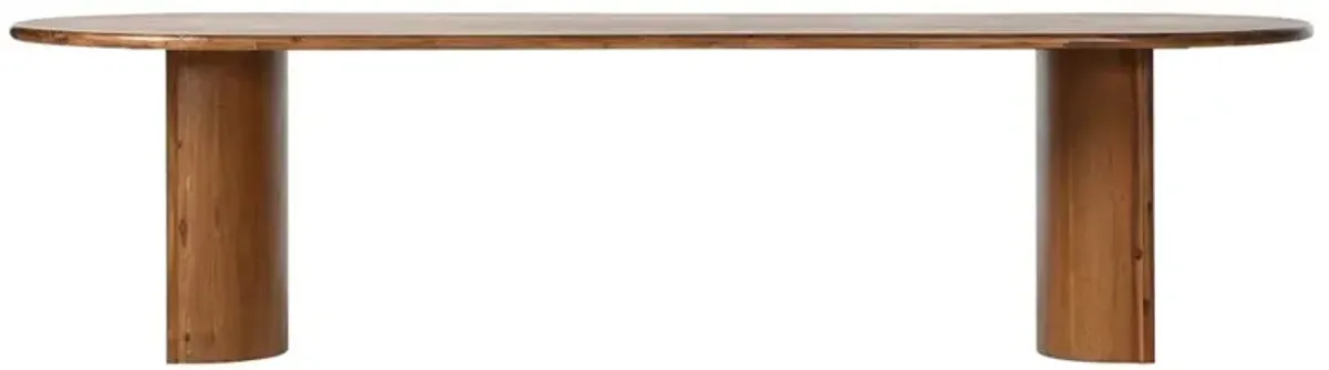 Paris Rustic Lodge Brown Acacia Wood Oval Dining Table - 118"