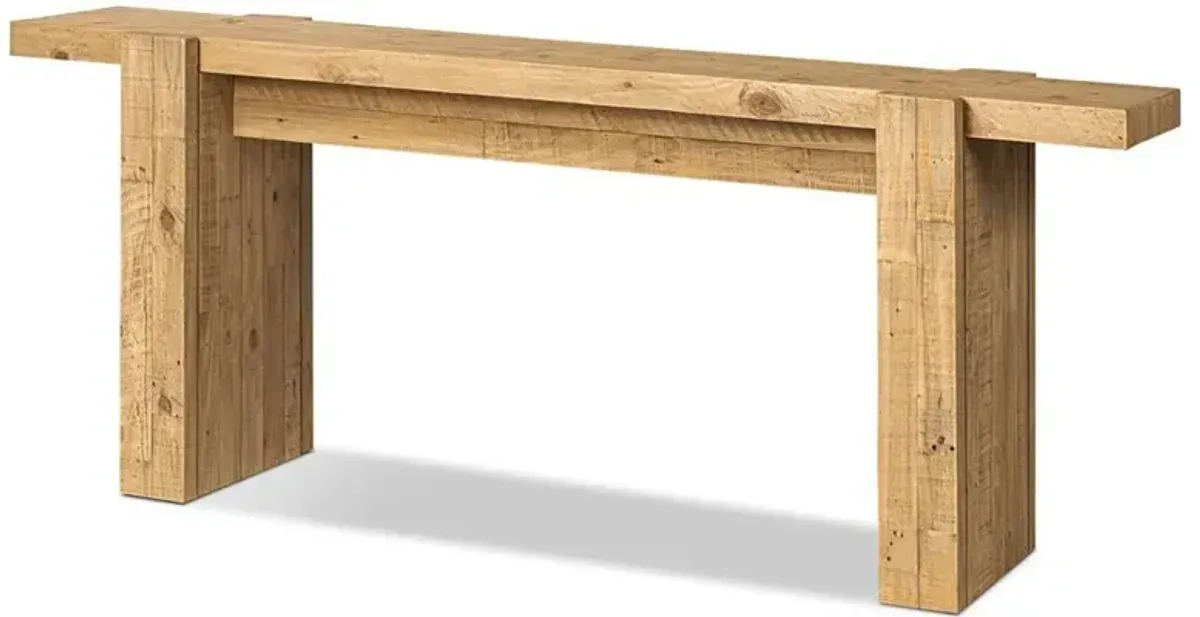 Godwin Rustic Lodge Brown Reclaimed Pine Wood Rectangular Console Table