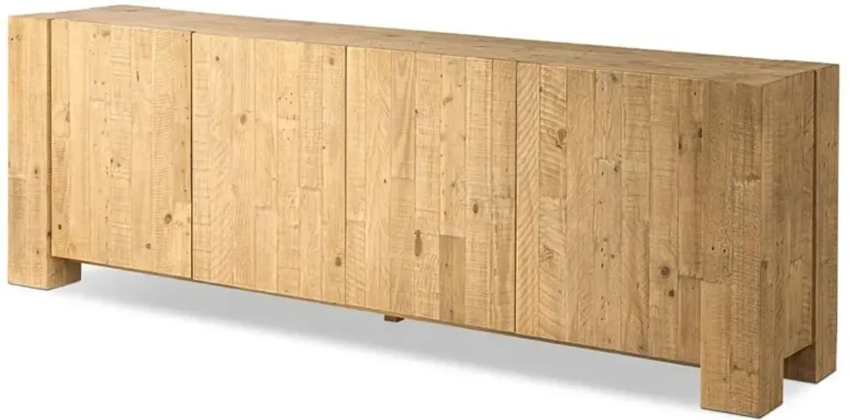 Godwin Rustic Lodge Brown Reclaimed Pine Wood Media Console - 94"