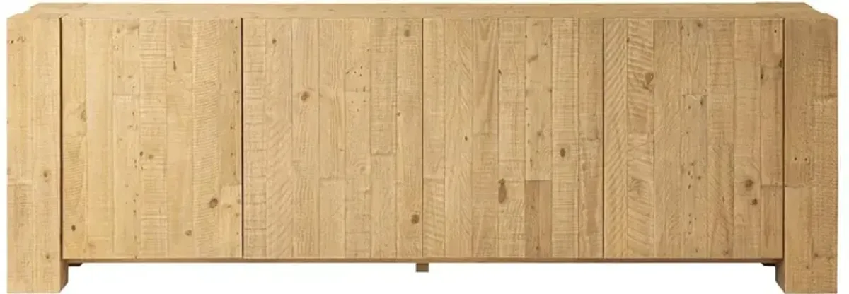 Godwin Rustic Lodge Brown Reclaimed Pine Wood Media Console - 94"