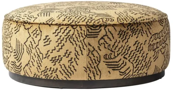 Leah Modern Camel Printed Round Ottoman - Large