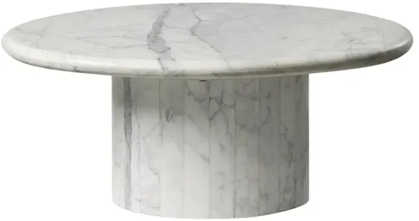 Ryker Modern Classic White Marble Oval Coffee Table - 31"