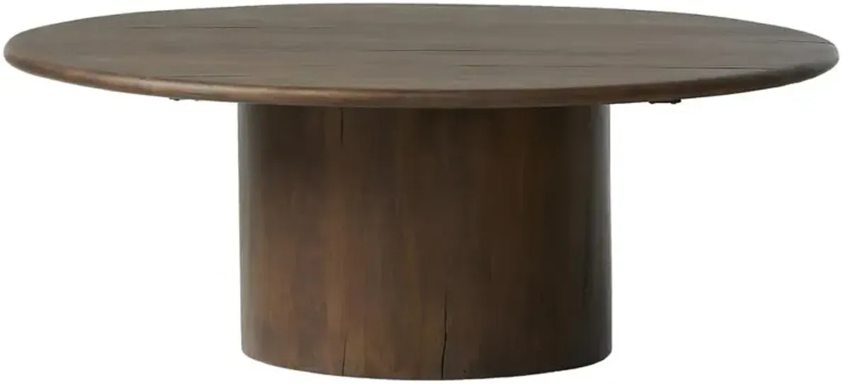 Ryker Modern Classic Brown Reclaimed Wood Oval Coffee Table - 41"