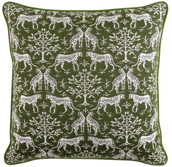 Luca Global Dark Green Cheetah Indoor Outdoor Throw Pillow - 20x20
