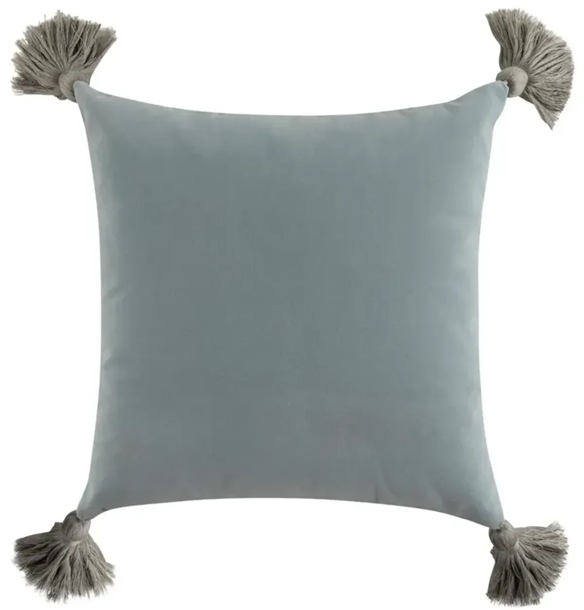 Jules Modern Blue Velvet Indoor Outdoor Tassel Throw Pillow - 20x20