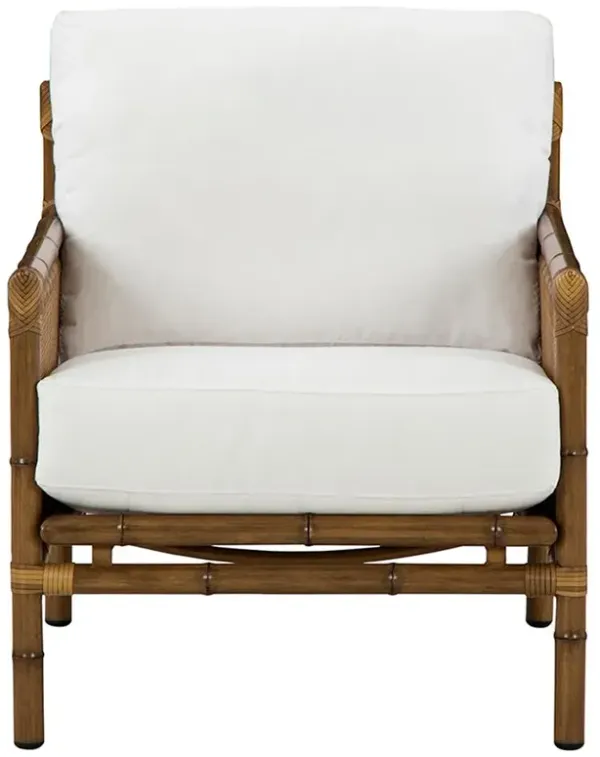 Amber Coastal Beach White Sunbrella Brown Woven Wicker Outdoor Lounge Chair
