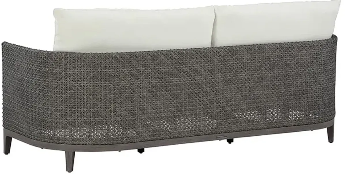 Mavis Coastal Beach White Sunbrella Grey Woven Wicker Outdoor Sofa - 81"
