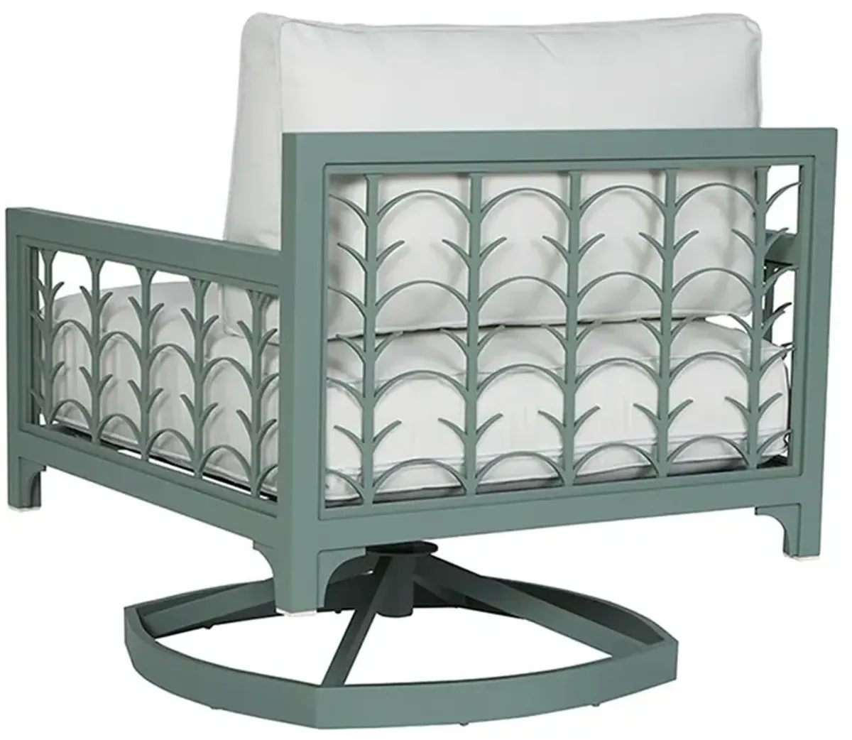 Tracey French Country White Sunbrella Green Aluminum Outdoor Swivel Rocker Chair