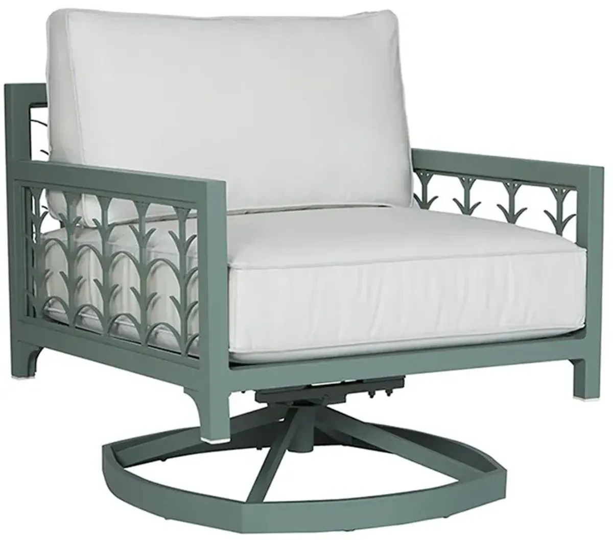 Tracey French Country White Sunbrella Green Aluminum Outdoor Swivel Rocker Chair