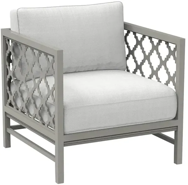 Alec French Country White Sunbrella Grey Aluminum Outdoor Lounge Chair
