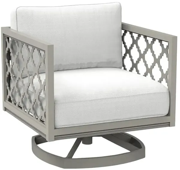 Alec French Country White Sunbrella Grey Aluminum Outdoor Swivel Rocker Chair