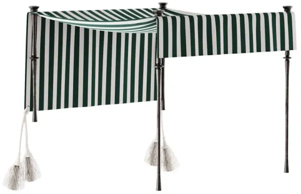 Century Andalusia Green Striped Sunbrella Aluminum Outdoor Double Chaise Canopy