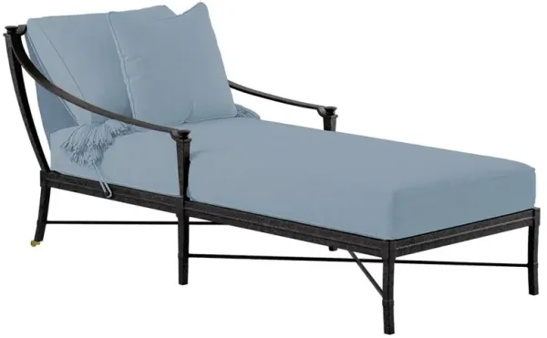 Century Andalusia French Country Blue Sunbrella Aluminum Outdoor Chaise Lounge