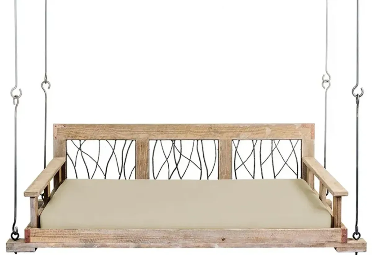 Dorothy Rustic Lodge Beige Performance Beige Wood Daybed Porch Swing