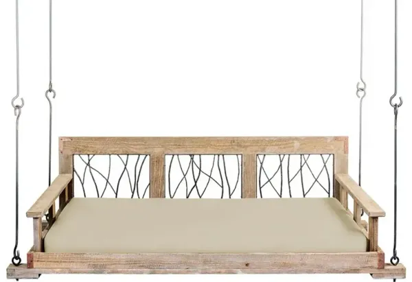 Dorothy Rustic Lodge Beige Performance Beige Wood Daybed Porch Swing