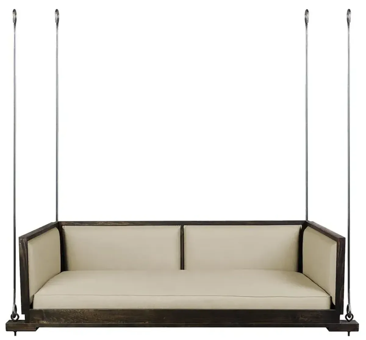 Lucy Rustic Lodge Beige Performance Black Wood Daybed Porch Swing