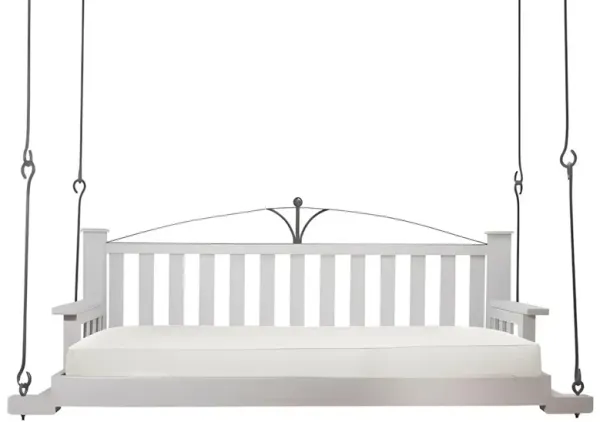 Alice French Country White Performance White Slatted Wood Daybed Porch Swing