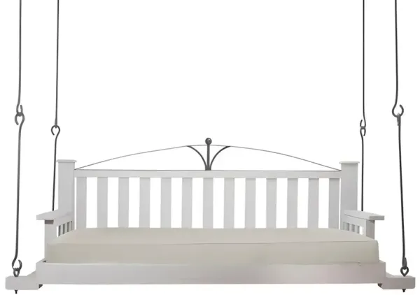 Alice French Country Grey Performance White Slatted Wood Daybed Porch Swing