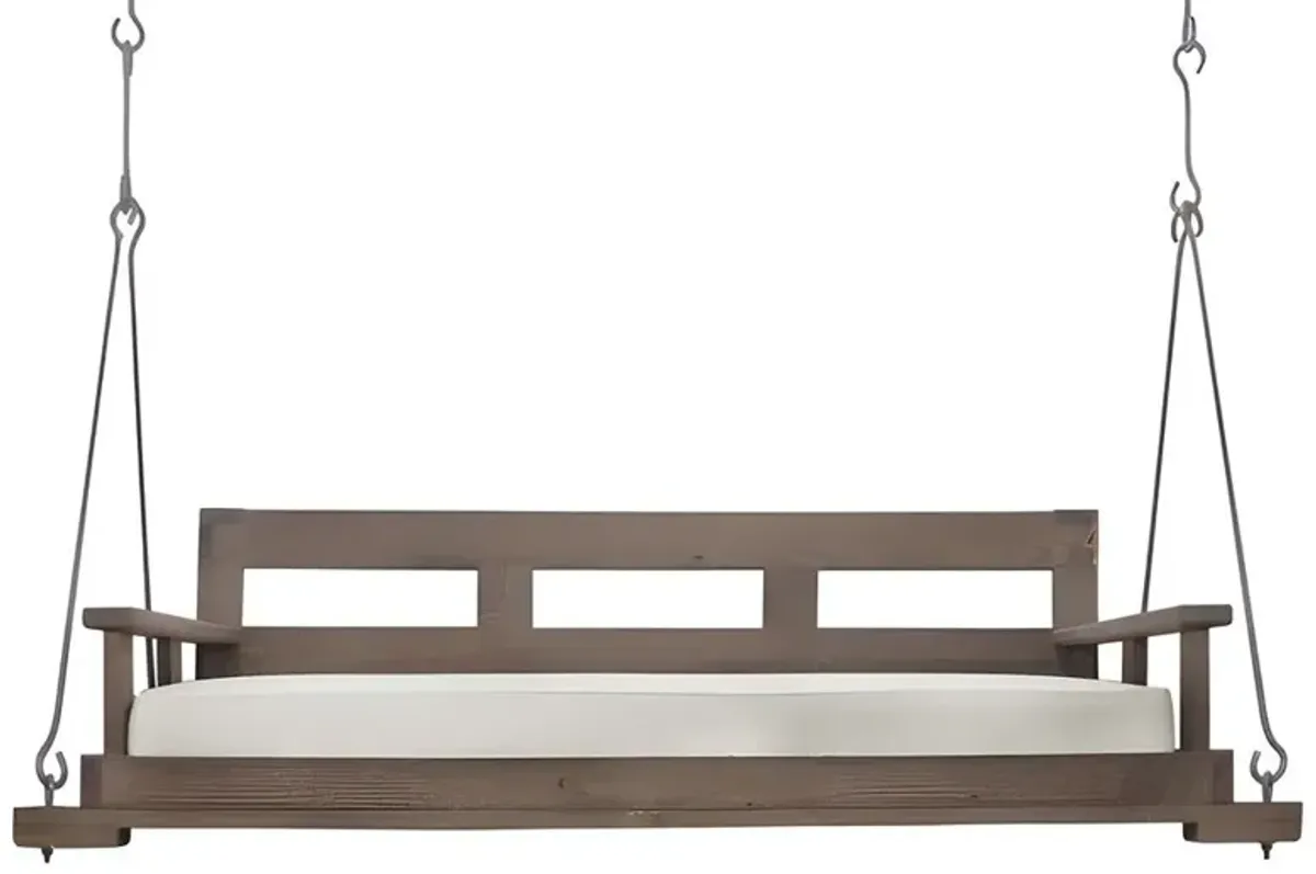 Sophia Rustic Lodge White Performance Brown Wood Daybed Porch Swing