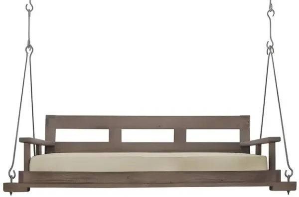 Sophia Rustic Lodge Beige Performance Brown Wood Daybed Porch Swing