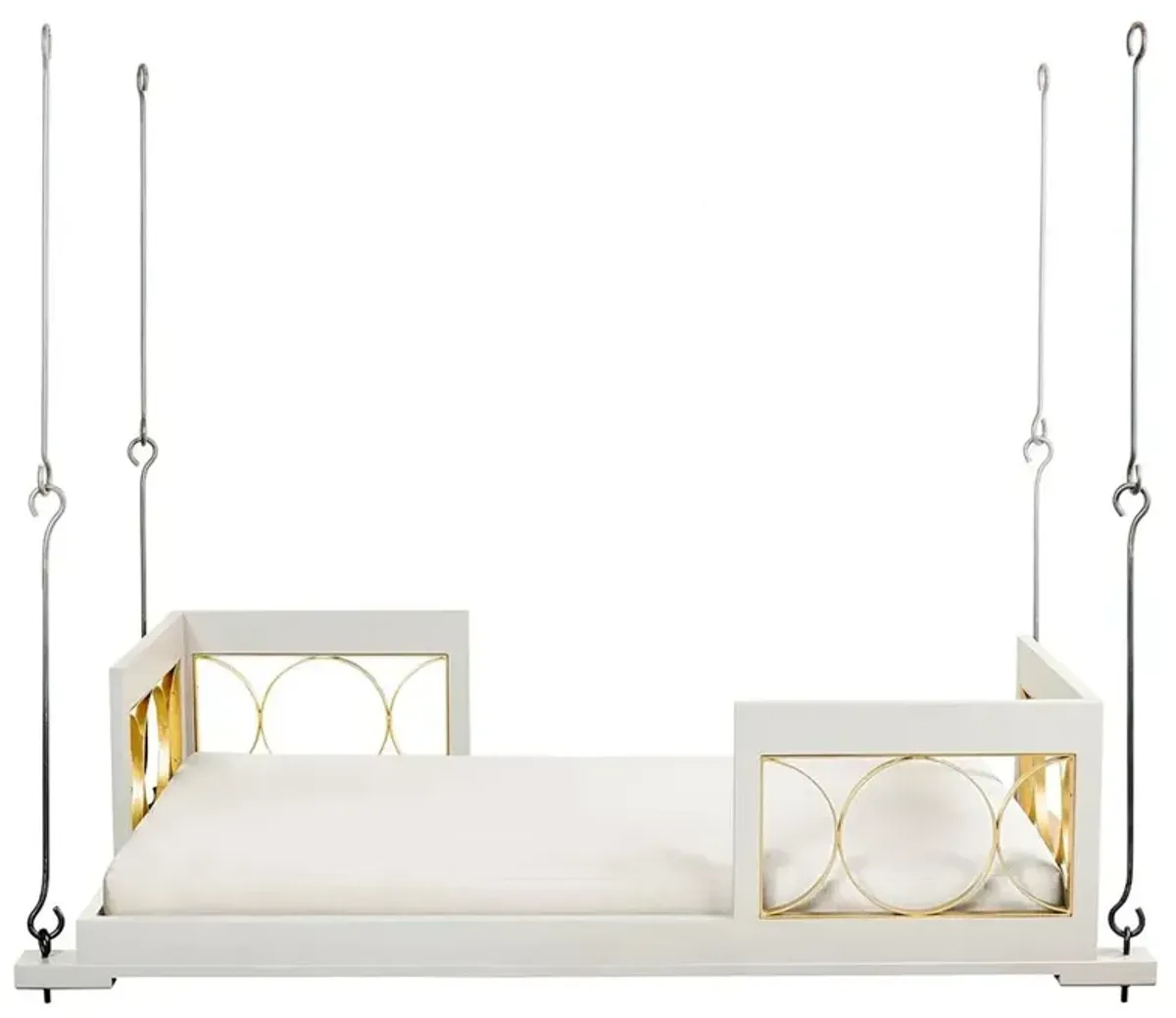 Evelyn Modern Classic White Performance Wood Daybed Porch Swing