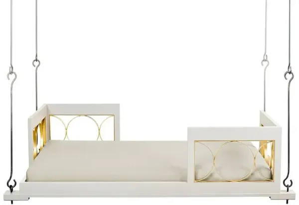 Evelyn Modern Classic Grey Performance White Wood Daybed Porch Swing